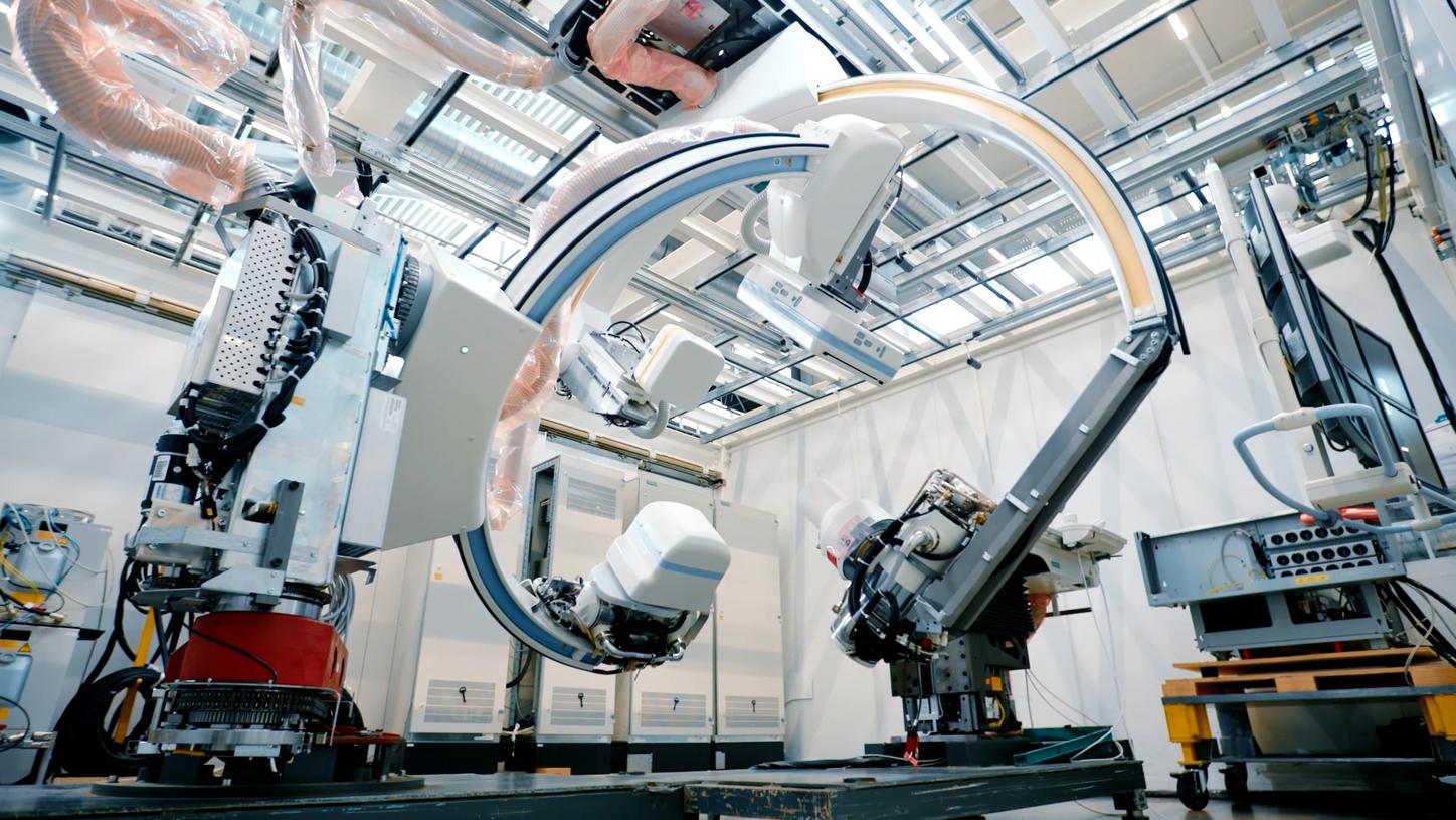 An angiography system getting tested during the refurbishment process.
