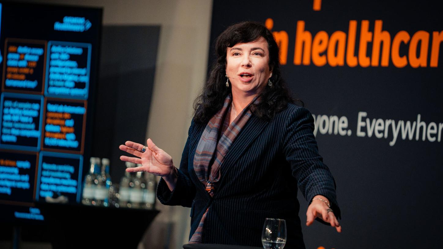 Sharon Bracken, head of Diagnostics at Siemens Healthineers, speaks at the company’s 2025 Capital Markets Day.