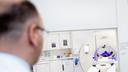 A patient is scanned in a CT scanner.