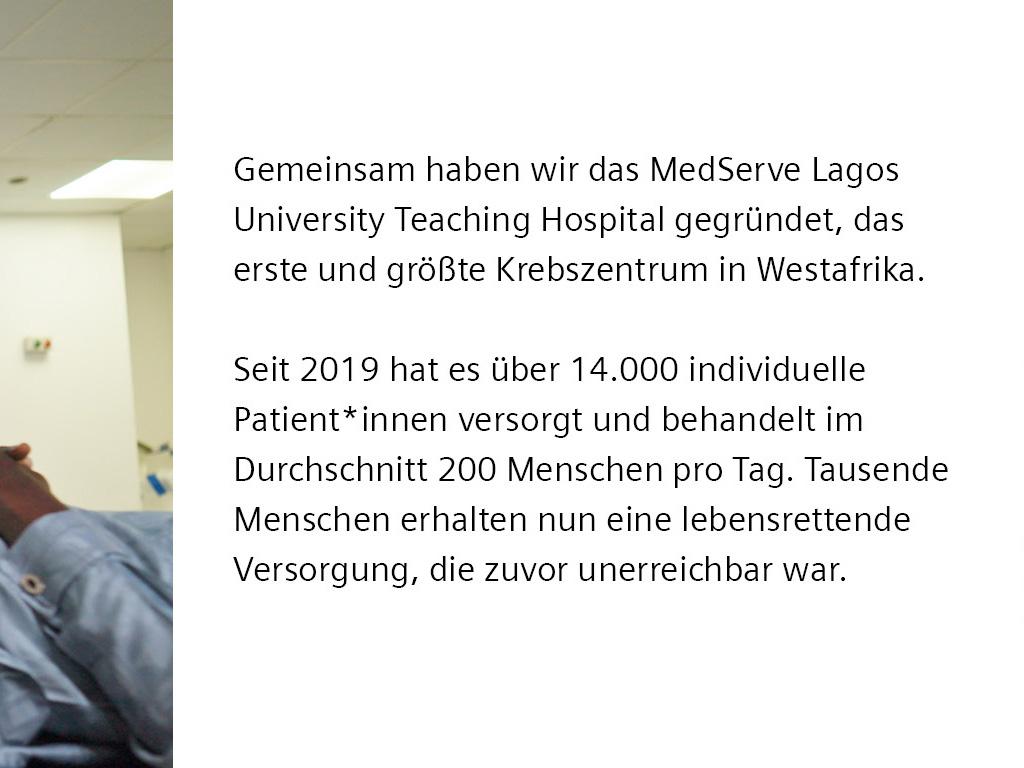Text: Gemeinsam haben wir das MedServe Lagos University Teaching Hospital (Luth) gegründet.