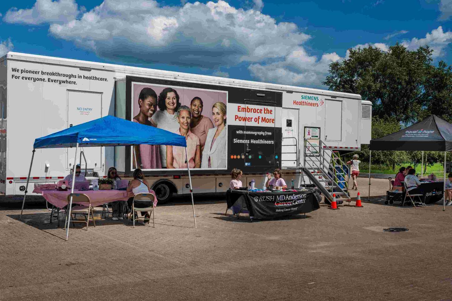 Mobile mammogprahy unit in a rural U.S. setting