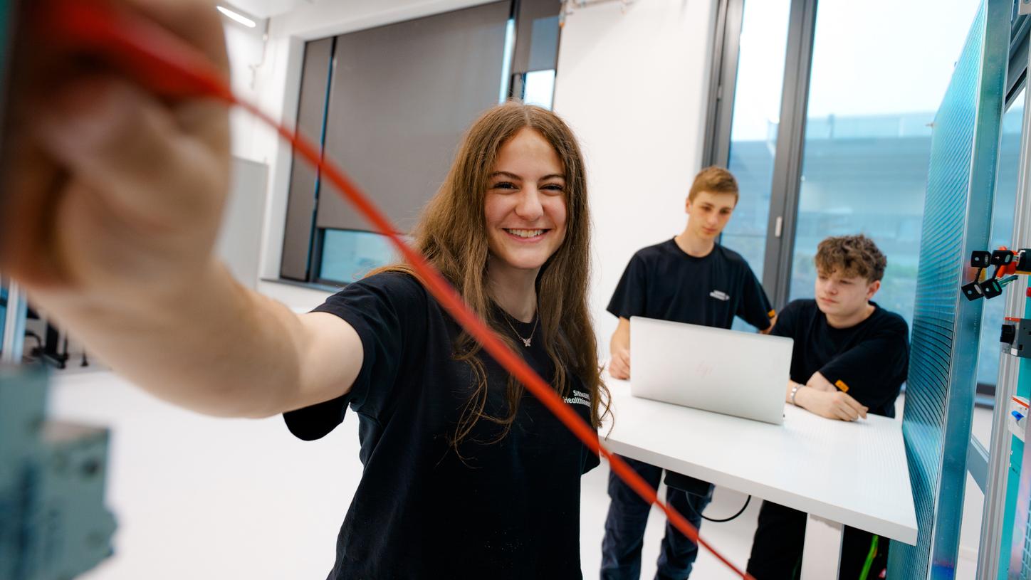 Apprentices in a training laboratory at the Siemens Healthineers Education & Development center in Kemnath.