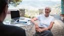 Adriana Maggi on the terrace of her Genoa vacation retreat.