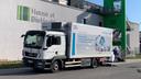A truck is loaded at the site in Marburg.